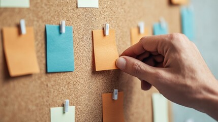 Fototapete - Interactive Collaborative Workspace Minimalist Cork Board Design with Tactile Voting Experience - Innovative Team Engagement and Creative Decision-Making Strategies