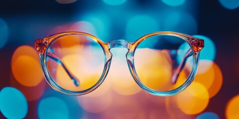 Poster - Stylish glasses with colorful bokeh background. The design is elegant and modern. Perfect for fashion and lifestyle themes. Capture attention with its unique look. AI