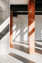 Poster - Industrial Minimalism Meets Architectural Light Urban Workspace Design Showcasing Raw Texture, Concrete Aesthetics and Innovative Interior Transformation