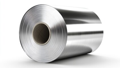 Poster - Metallic Silver Roll of Foil on White Background