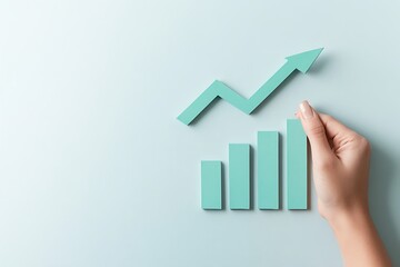 Wall Mural - hand holding business increases in the financial graph arrow. business collage
