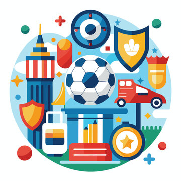 Soccer day vector illustration icon elements symbols