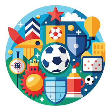 Soccer day vector illustration icon elements symbols