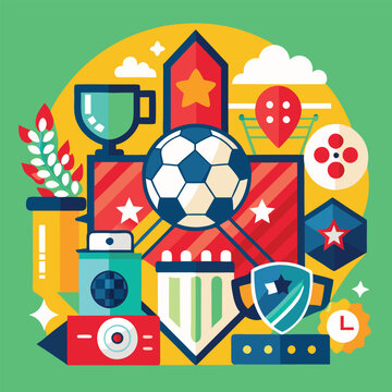 Soccer day vector illustration icon elements symbols