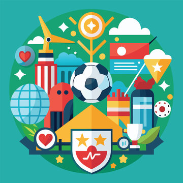 Soccer day vector illustration icon elements symbols