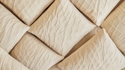 Poster - Minimalist Textile Design Geometric Neutral Cushion Covers Showcasing Sustainable Soft Textural Innovation for Modern Interior Styling