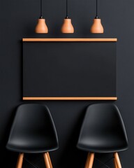 Poster - Minimalist Nordic Design Mockup Sleek Black and Terracotta Interior Visualization - Contemporary Workspace Styling for Creative Professionals