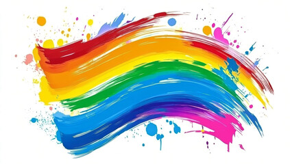 Poster - Rainbow brush stroke vector illustration on a transparent background