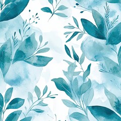 Poster - Gentle Teal Watercolor Pattern Soothing Watercolor Design for Modern Interiors and Textiles