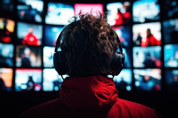 Fototapete - Hyper-Connected Digital Surveillance AI-Driven Cybersecurity Operations with Next-Gen Monitoring Technology - Immersive Professional Network Protection Ecosystem