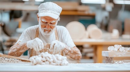 Poster - Tool and Die Maker in Action, creating intricate molds and tools within a streamlined manufacturing environment, emphasizing precision and craftsmanship in a minimalist workspace