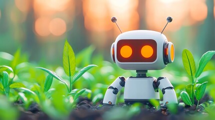 Poster - Vibrant AI Robot Tour Guide, engaging with users, showcasing personalized itineraries, illuminated by bright light, featuring sharp details and vivid colors in a dynamic setting