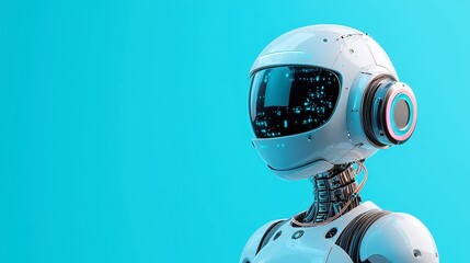 Poster - AI Travel Assistant, innovative robot guiding users through smart trip suggestions, optimized routes, set against a minimalist background with a clean and simple aesthetic