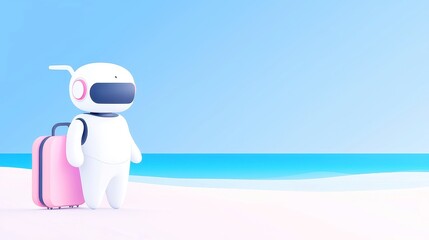 Poster - AI Travel Planner, Intelligent robot offering personalized vacation strategies, minimalist design with a clean, spacious atmosphere for optimal user experience and focus
