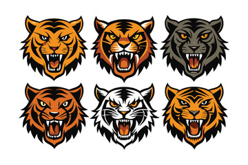 Naklejka na meble Tiger head mascot collection, tiger icon set. Vector illustration