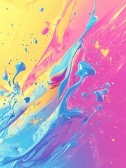 Fototapete - Vibrant artistic display with iridescent color splashes creating a striking visual composition