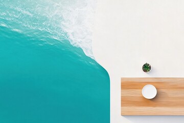 Poster - Minimalist Nordic Design Serene Geometric Composition with Ocean-Inspired Color Palette - Contemporary Workspace Aesthetic for Creative Professionals