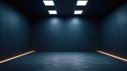 Poster - A dark room with a white light shining on the floor