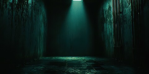 Poster - A dark, empty room with a light shining on the wall