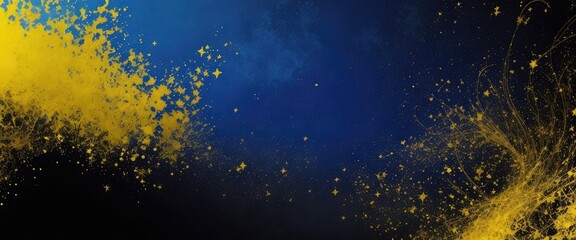 Wall Mural - abstract magic yellow, blue, and beautiful golden dust background