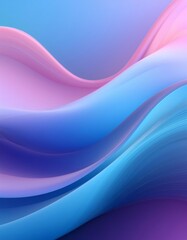 Poster - Gradient waves blending soft pink, blue, purple hues, forming fluid abstract design with smooth, graceful movement