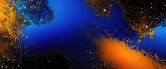 Wall Mural - abstract magic orange, blue, and beautiful golden dust background