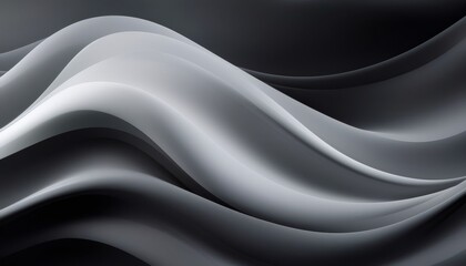 Poster - Sleek monochrome waves intertwining, generating minimalist abstract pattern suitable for contemporary digital graphics and design layouts