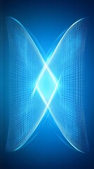 Aufkleber - Dynamic blue light waves intersect with a grid pattern