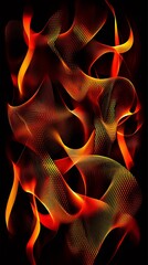 Poster - Abstract red and gold wavy lines flowing on black background creating a beautiful and elegant design