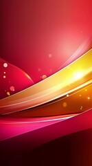 Poster - Abstract background with flowing golden lines, red and pink gradient and bokeh lights