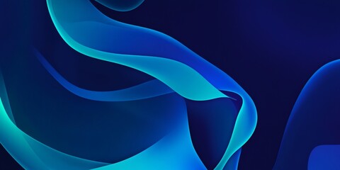Poster - Fluid blue and turquoise waves swirling over deep navy background, representing dynamic movement with sleek, contemporary visual aesthetic