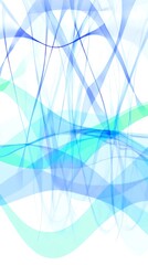 Poster - Fluid blue, turquoise lines interweaving gracefully across white surface