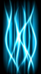 Poster - Bright blue glowing lines creating an abstract wavy pattern on a dark background, ideal for technology or futuristic designs