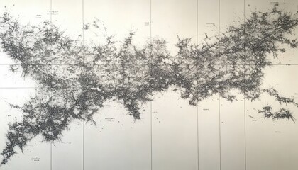 Poster - Abstract ink dots creating organic shape over silver surface background