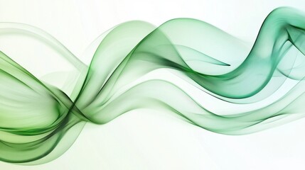Poster - abstract green wave background flowing organic lines on white