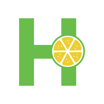 Lemon Logo Combine With Letter H Vector Template