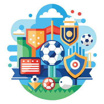 Soccer day vector illustration icon elements symbols