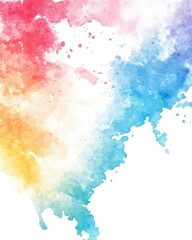 Poster - Abstract watercolor background with colorful paint splashes and gradients blending vibrant hues on a white backdrop
