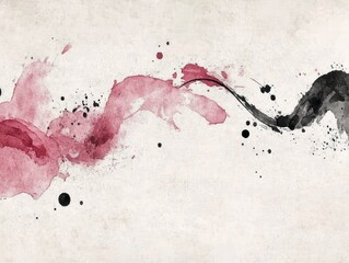 Poster - Abstract watercolor art a red and black flowing paint splash design on textured white backdrop