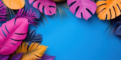Leinwandbilder - Vibrant Tropical Layered Monstera Design Bold Color-Block Botanical for Digital Marketing, Creative Branding and Modern Minimalist Visual Communication