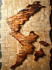 Poster - Wooden map mosaic art with texture and shadow details in natural colors