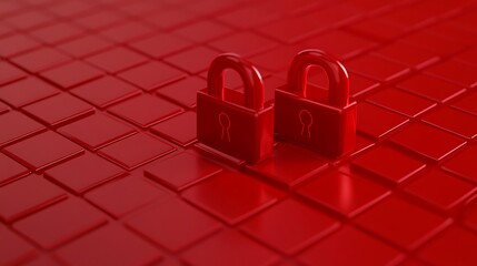 Poster - engaging and vibrant red background with two appealing lock icons symbolizing security and protectio