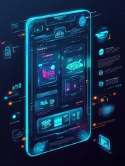 Fototapete - Modern AI assistant interface for grocery order management with futuristic design elements and clean user experience