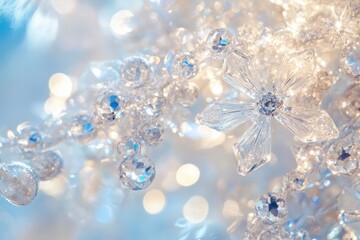 Poster - Ethereal Ice Crystals: An elegant display of shimmering ice crystals and delicate ornaments, glittering with soft light and intricate details.