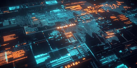 Fototapete - digital data stream: a vibrant, futuristic view of a data stream with interconnected lines and glowi