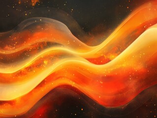 Poster - fiery flow: abstract artwork showcasing flowing ribbons of vibrant orange and red, reminiscent of fi