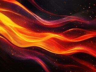 Poster - Fiery Elegance: An abstract composition of flowing, fiery streams of color on a dark background, symbolizing energy and dynamism.