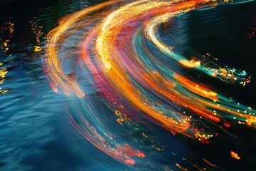 Poster - illuminated motion: abstract long exposure photography captures the essence of dynamic streaks of vi