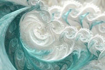 Poster - Abstract Ocean Waves: An artistic representation of ocean waves in swirling turquoise and white colors, showcasing the fluidity and dynamic energy of the sea.