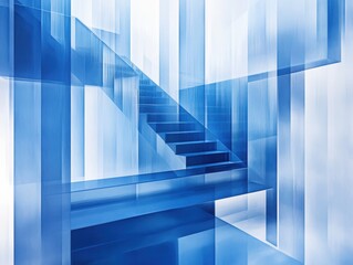 Poster - ascending heights: an abstract representation of a staircase leading upwards, rendered in a monochro
